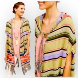 Moth Anthropologie Himalayan Knit Tribal Poncho Hoodie Cardigan Oversized Size S